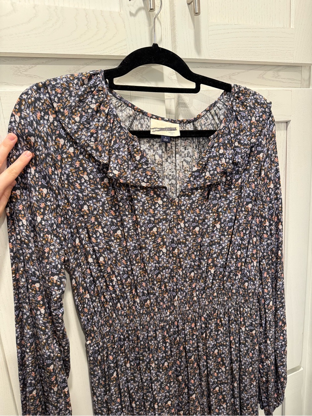 Universal Thread Floral Long Sleeve Ruffle Midi Dress - Navy/Pink/Cream/Purple - Picture 5 of 5